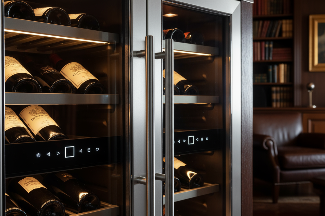 
 Add close-up shots of the cooler's craftsmanship (handles, shelving, control panels) and always include high-end wine bottles inside.

Goal: Justify the investment by showing the cooler as an exclusive design piece.