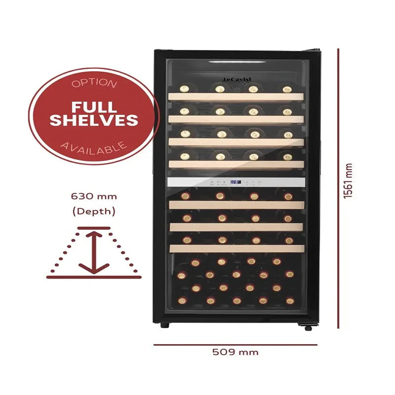 LECAVIST Wine Cabinet - 105 Bottle - Dual Zone - Freestanding - Black (LEK1052ZPV)