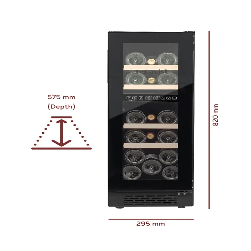 LECAVIST Wine Cabinet - 17 Bottle - Dual Zone - Built-In - Black (LJ17VN2ZBU)