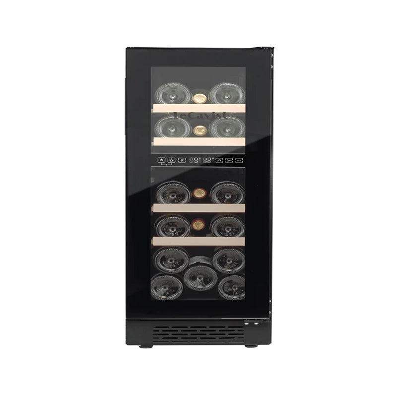 LECAVIST Wine Cabinet - 17 Bottle - Dual Zone - Built-In - Black (LJ17VN2ZBU)
