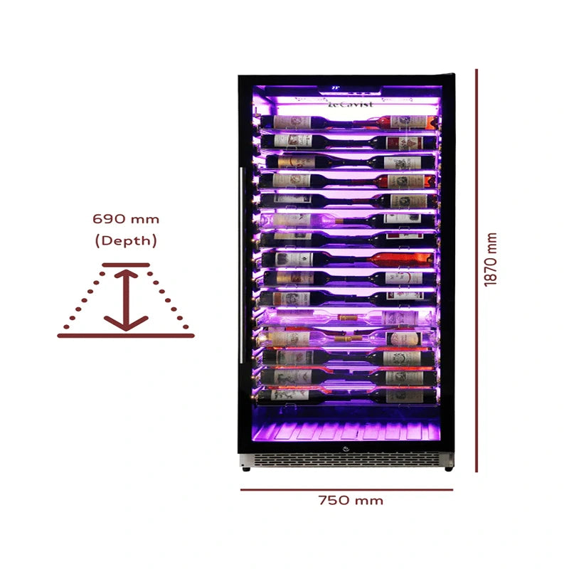 LECAVIST Wine Cabinet - 195 Bottle - Single Zone - Built-in - Professional (LCS300VX1ZPRO)