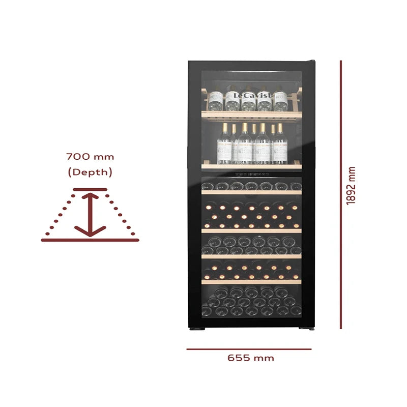 LECAVIST Wine Cabinet - 268 Bottle - Dual Zone - Freestanding - Black (LJ268VN2Z)