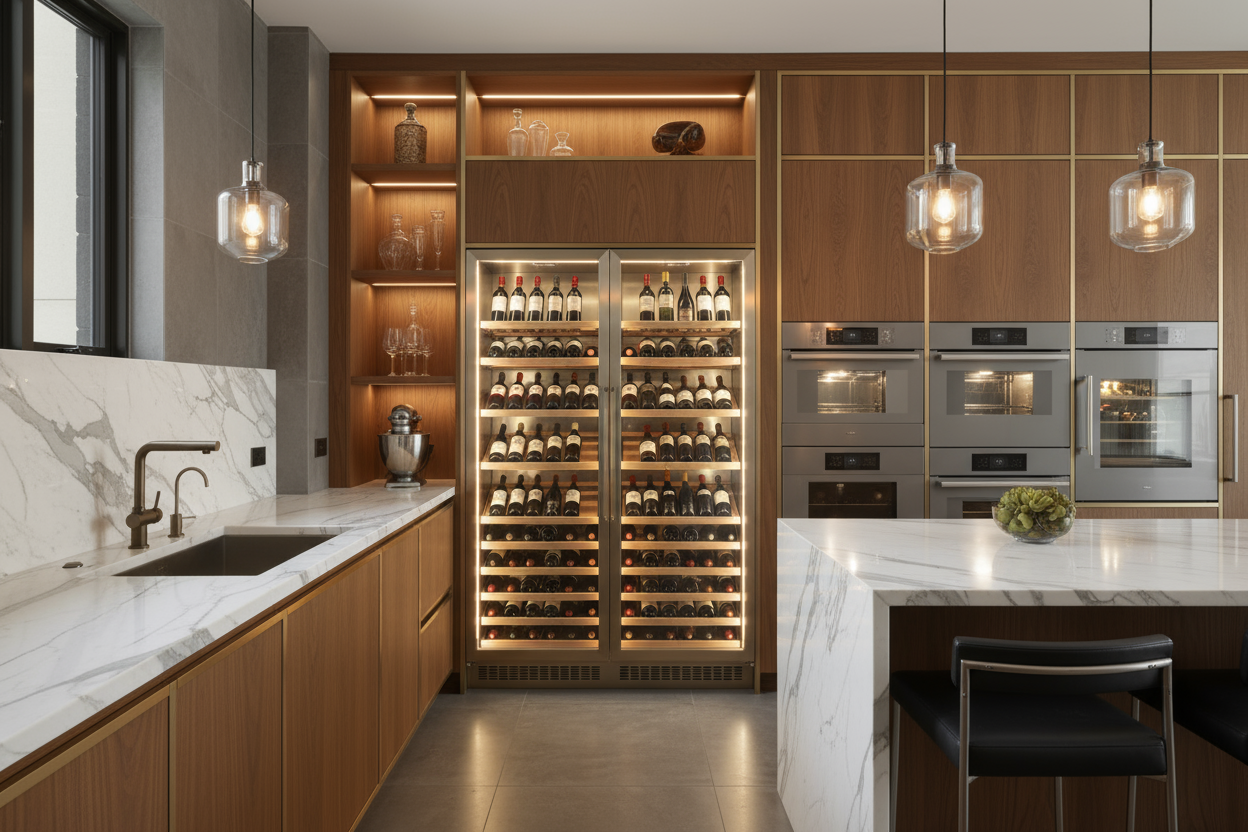 wine storage, high end luxury picture in a modern kitchen